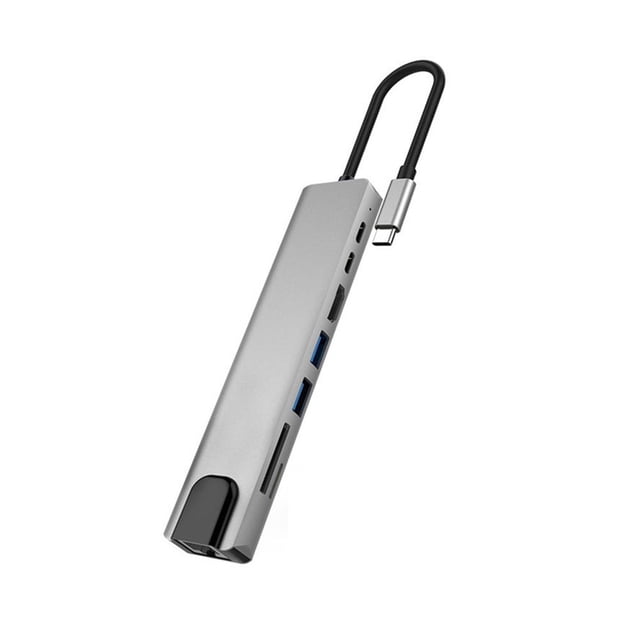 SGACAI Adaptador de concentrador de 100 m con suministro de energía tipo C, estación de acoplamiento liviana de ocho pulgadas, diseño doble para EE. UU., expansión de acoplamiento W8w8 USB