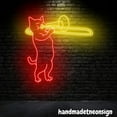 thumbnail image 3 of Handmadetneonsign Cat Playing Trombone Neon Sign, Cute Cat Wall Art, Trombone Music Home Wall Decor 039554, 3 of 5