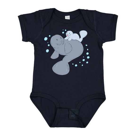Inktastic Cute Manatees with Bubbles Boys or Girls Baby Bodysuit