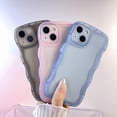 thumbnail image 2 of MYKOMI Compatible with iPhone 14 Clear Case,Fashion Cute Solid Color Curly Wave Frame Transparent Soft Silicone Anti-Scratch Shockproof Protective Slim Case for Women Girls, 2 of 7