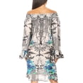 thumbnail image 2 of Sakkas Riza Women's Off Shoulder Long Sleeve Tunic Shirt Short Dress with Print - TW254-White - One Size Regular, 2 of 5