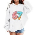 thumbnail image 2 of XUELUO Big Girls Hoodies Donut & Ice-Cream 6&7 Print Long Sleeve Hooded Sweatshirts Spring Casual Wear Cute Pullover Outfits, 2 of 3