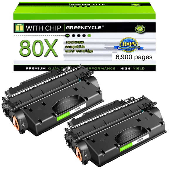 GREENCYCLE 2 Pack Compatible CF280X Black Toner Cartridge Replacement for HP 80X CF280A High Yield Toner Use with Laserjet Pro 400 M401A M401N MFP M425DN M425DW Printer