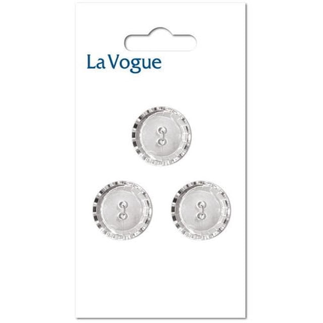 LA VOGUE 2-Hole Buttons, Crystal, 18 mm (0.71 in), 2-Pack