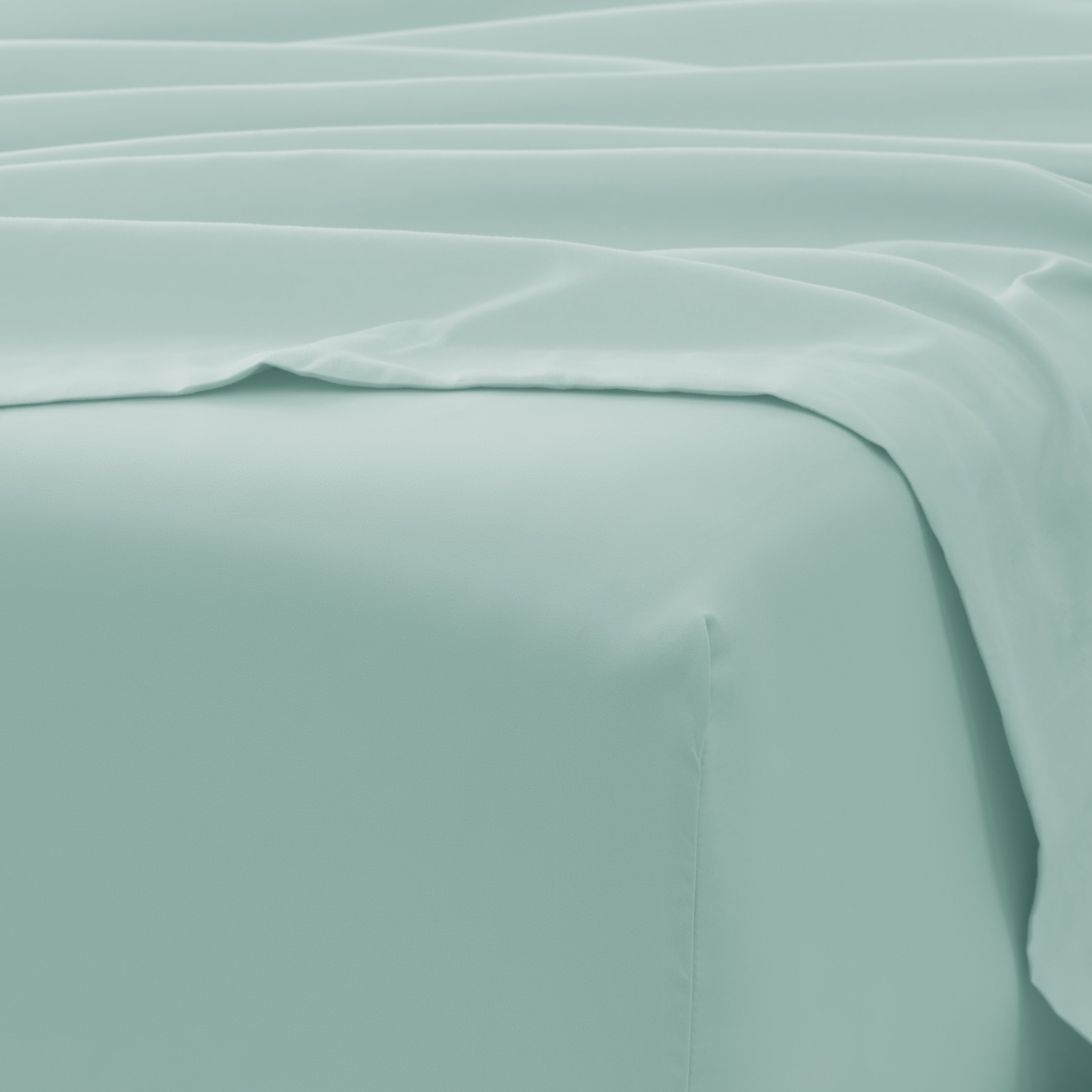 Queen, Aqua Solid Microfiber 6 Piece Bed Sheet Set, by Noble Linens