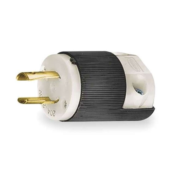 Hubbell HBL7102C Locking Plug, 20 amp, 250V, L2-20P, Black/White