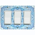thumbnail image 1 of Metal Light Switch Plate Cover Blue White Mandala Icy Flower Tile Pattern MDL047, 1 of 13