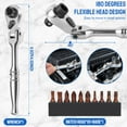 thumbnail image 3 of AEVXKHI 2 Sets Mini Ratchet Wrench Set, Chrome Vanadium Steel 2 in 1 Flex Head Ratchet Wrench, Reversible 1/4 Inch Drive Ratchet and Bit Driver with 10 Bits, 3 of 10