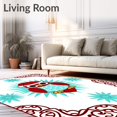 thumbnail image 2 of ODIKA 3'x5' Machine Washable Non-Slip Area Rug, Holiday Starburst Motif with Cheerful Owl Centerpiece Festive Punch Needle High Traffic Rug with Pad, Red, 730737, 2 of 8