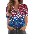 thumbnail image 5 of Hxshgdsn July 4th for Womens American Flag Stars Print Button Down Short Sleeve Casual Shirt Loose Fit（Blue/S）, 5 of 6