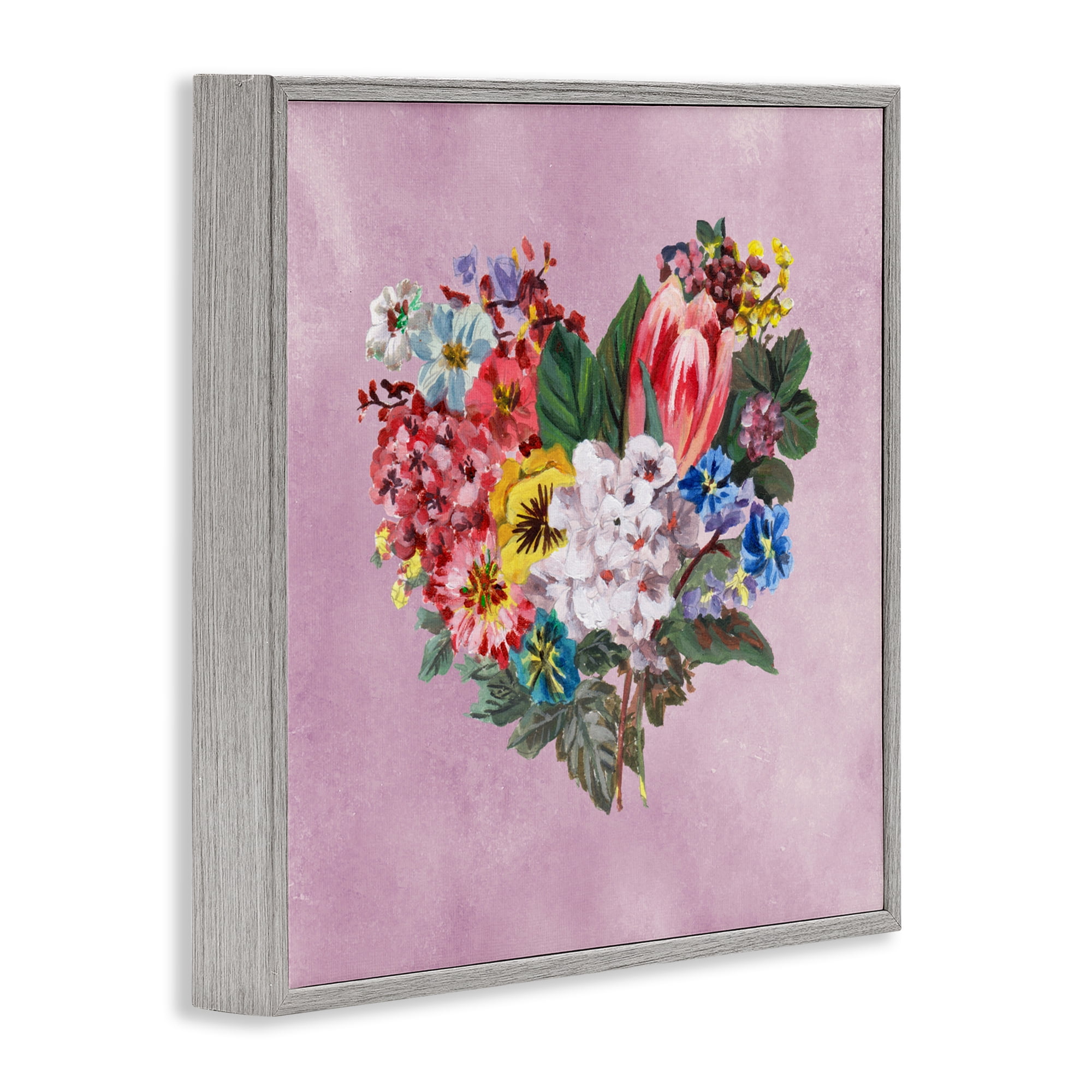 Stupell Industries Heart Shaped Garden Blooms Gray Framed Giclee Art, design by Melissa Wang