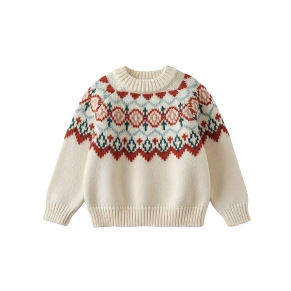 XIMIN Baby Girls Christmas Fair Isle Sweater Kids Crewneck Raglan Long Sleeve Cute Graphic Pullover Xmas Gingerbread Shirt Winter Warm Soft Tops