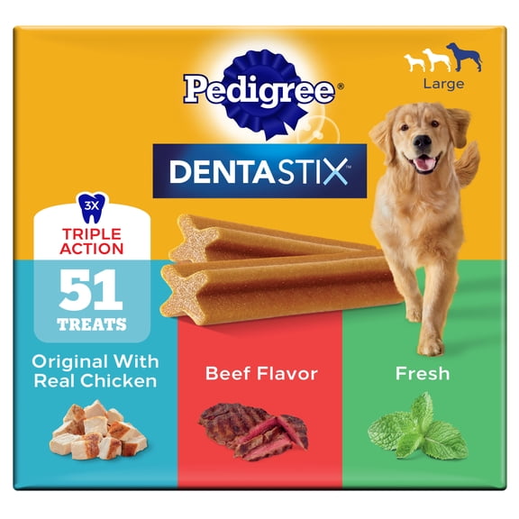 Pedigree Dentastix Large Dog Treats, Original, Beef Flavor & Fresh, 2.73 lb. Variety Pack