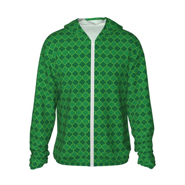 Fotbe Green St. Patrick’s day Chaqueta con Protección Solar UPF 50+ para Hombre y Mujer, Camisa con Capucha y Bolsillos-3X-Large
