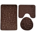thumbnail image 2 of Toilet Mat,3pc Gold Bathroom Set Velvet Luxury Rock Design Memory Foam Soft Plush Includes :Bath Ma Mat Lid Cover Non Slip For Bathroom Decor, 2 of 3