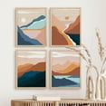 thumbnail image 4 of PixonSign Framed Wall Art Orange & Blue Mountain Landscapes Prints, Set of 4 Abstract Geometric Wall Decor Arts, Forest Wall Décor, Adhesive Canvas Poster, Modern Home Artwork - 8"x10" Natural, 4 of 5