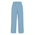 thumbnail image 5 of Jxximdong Pants for Women Solid Straight Elastic Pants Long Drawstring Linen Women Waist Cotton Casual Button Slit Trouser Blue M Trousers, 5 of 5