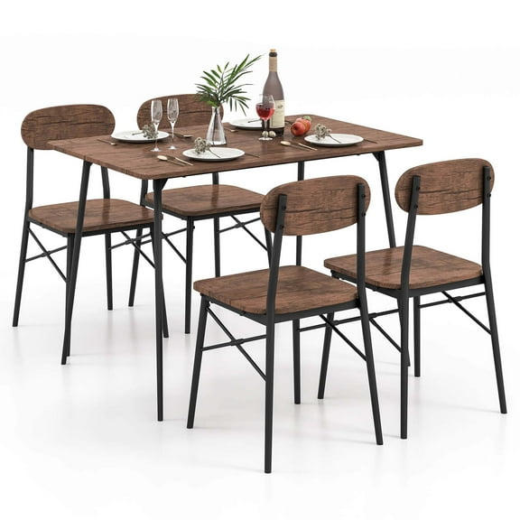 Costway 5-Piece Dining Table Set for 4 Modern Kitchen Dining Room Furniture Set