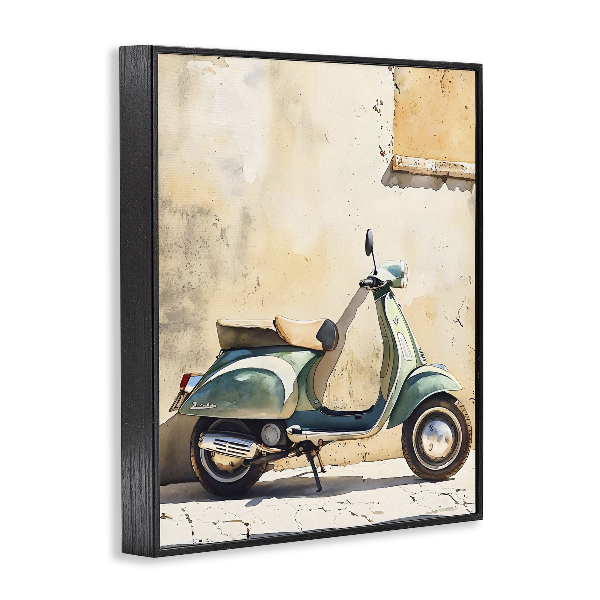 Stupell Industries Vintage Scooter on Italian Street Black Framed Giclee Art, design by LSR Design Studio