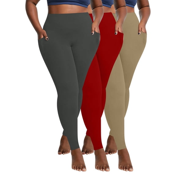 Maoxin Leggings 3PC Women Oversized Pockets For Drying Tight Fitting Elastic Comfortable Fitness Pants Yoga Pants Workout Leggings for Women Multicolor 5XL