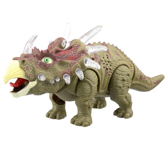 YOPTOP Walking Triceratops Dinosaur Figure With Lights Sounds Real Movement Kids Toy