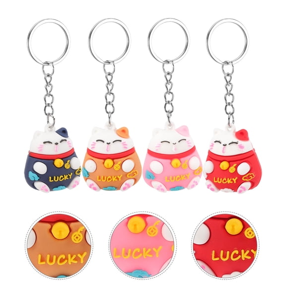 HIAKDOFT 4Pcs Cute Keychains for Backpacks Cat Fortune Cat Keychain for Girls Bag Decor