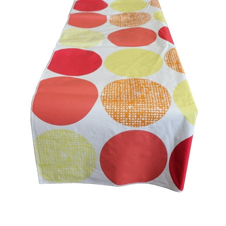 

Plastic Table Runner Non-Slip Flannel Backing - Large Circles Warm