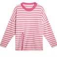thumbnail image 5 of Suéter de punto para mujer, nuevo jersey de otoño coreano de estilo holgado, suave y combinable con todo, con rayas horizontales divididas, ropa exterior, 5 of 5