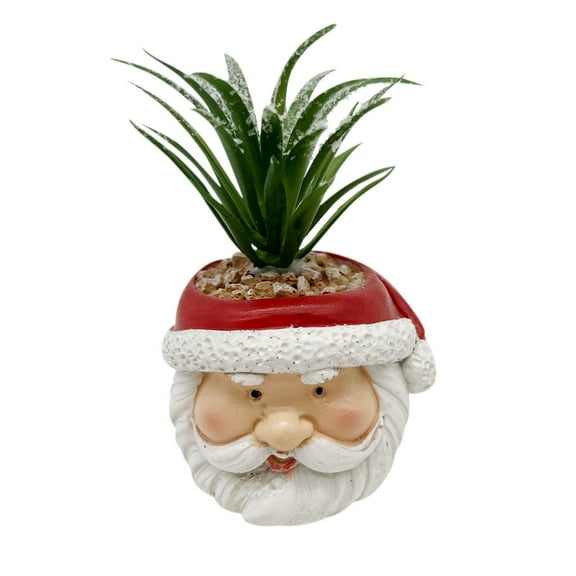 NSESSHome Christmas Artificial Succulent Plants in Pots Resin Mini Fake Flower Planter Santa Reindeer Snowman Small Faux Pot Plants Christmas Decorations for Home Indoor Decor