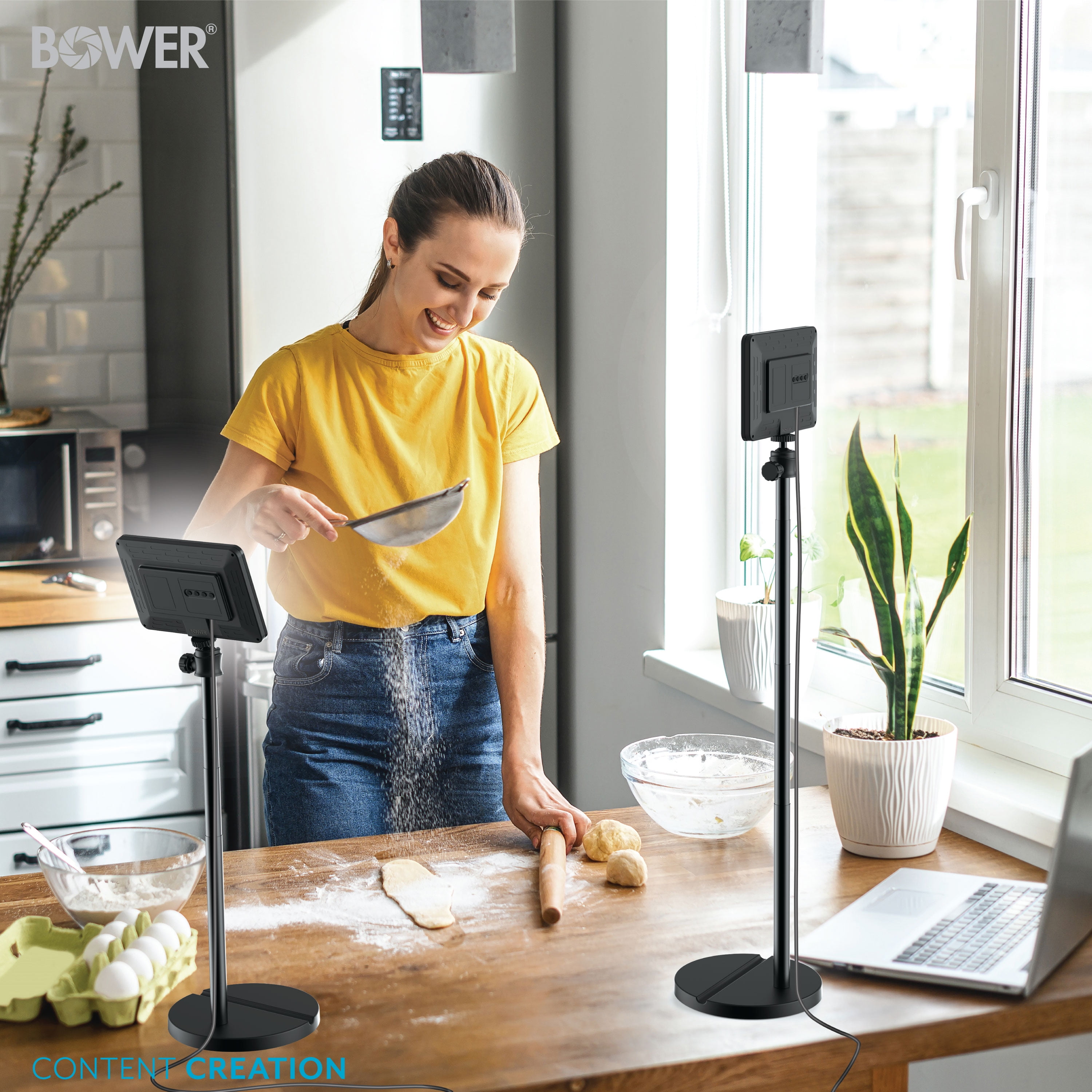 Bower 8" Creator LED RGB Light Kit 2-Pack w/ 32" Extendable Aluminum Stands , Perfect for Content Creation