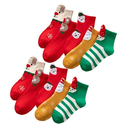 

5 Pairs Christmas Winter Socks Middle Tube Sock Children Cotton Warm Socks