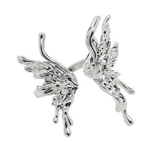 SGACAI Anillos irregulares punk para mujer Anillos en forma de mariposa de metal líquido, 1 abierto