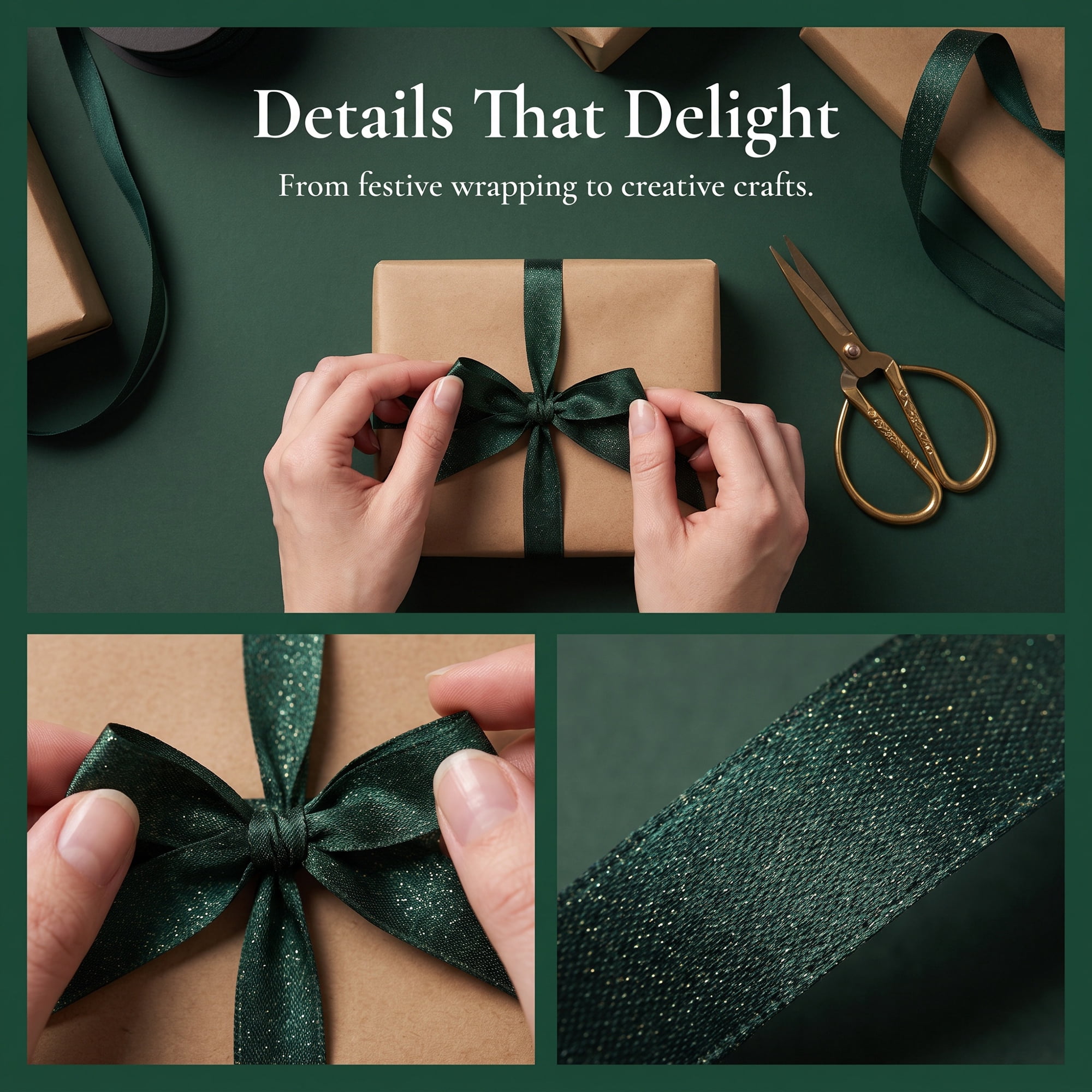 Unique Bargains Structural Woven Edge Trim Decorative Ribbon for Gift Wrapping Green