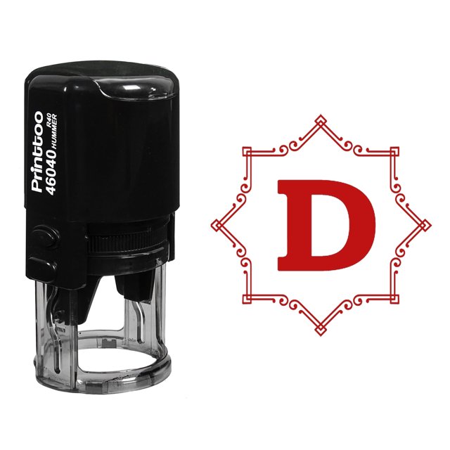 Printtoo Office Stationary R-40 Alphabet D Monogram Octagon Celtic Swirl Frame Self Inking Rubber Stamp