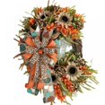 thumbnail image 1 of Prettyui 15.6" Autumn Harvest Festival Leopard Wreath Sunflower Door Hanging Wreath, 1 of 7