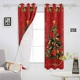 thumbnail image 3 of Hokiten Red Christmas Tree Blackout Curtains | Light Blocking Print Window Curtains, Xmas Tree Snowflake Poinsettia Thermal Insulated Window Drapes for Living Room Kitchen (2 Panels, 104"W x 45"L), 3 of 7