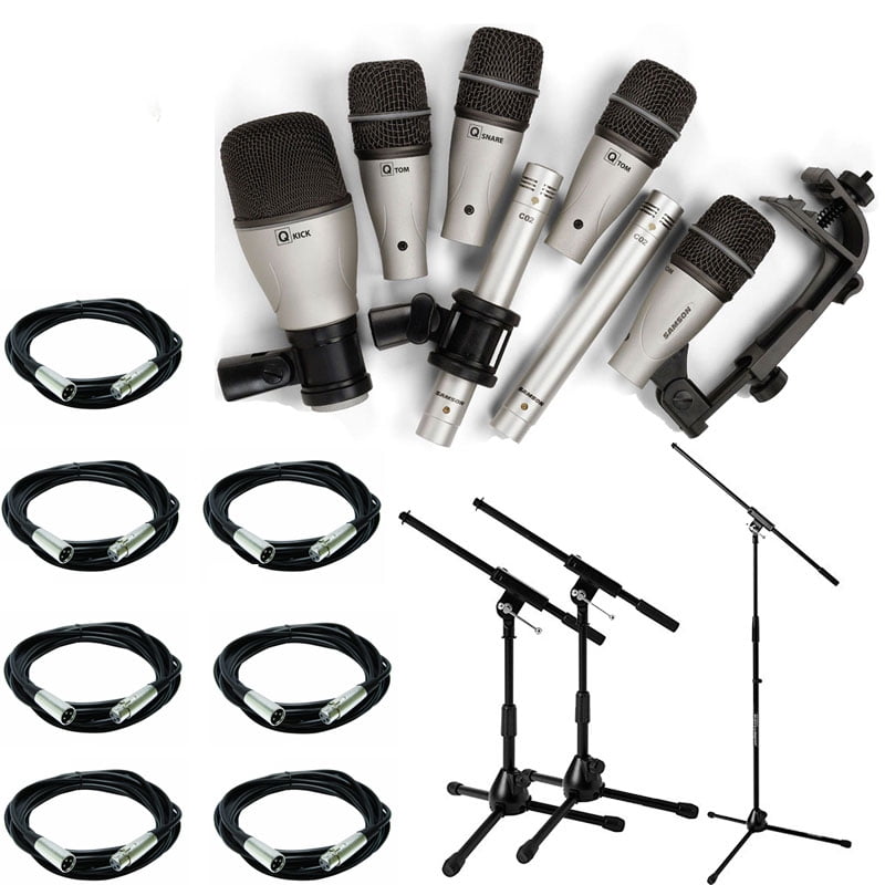 Samson 7Kit 7Piece Drum Microphone Kit with 7 20' XLR Cables + Mic