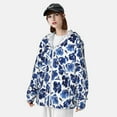 thumbnail image 3 of Balery Blue Ink Flowers Sudadera ligera de manga larga con capucha y protección solar UPF 50+ para hombre y mujer, ideal para pesca y running-Medium, 3 of 7