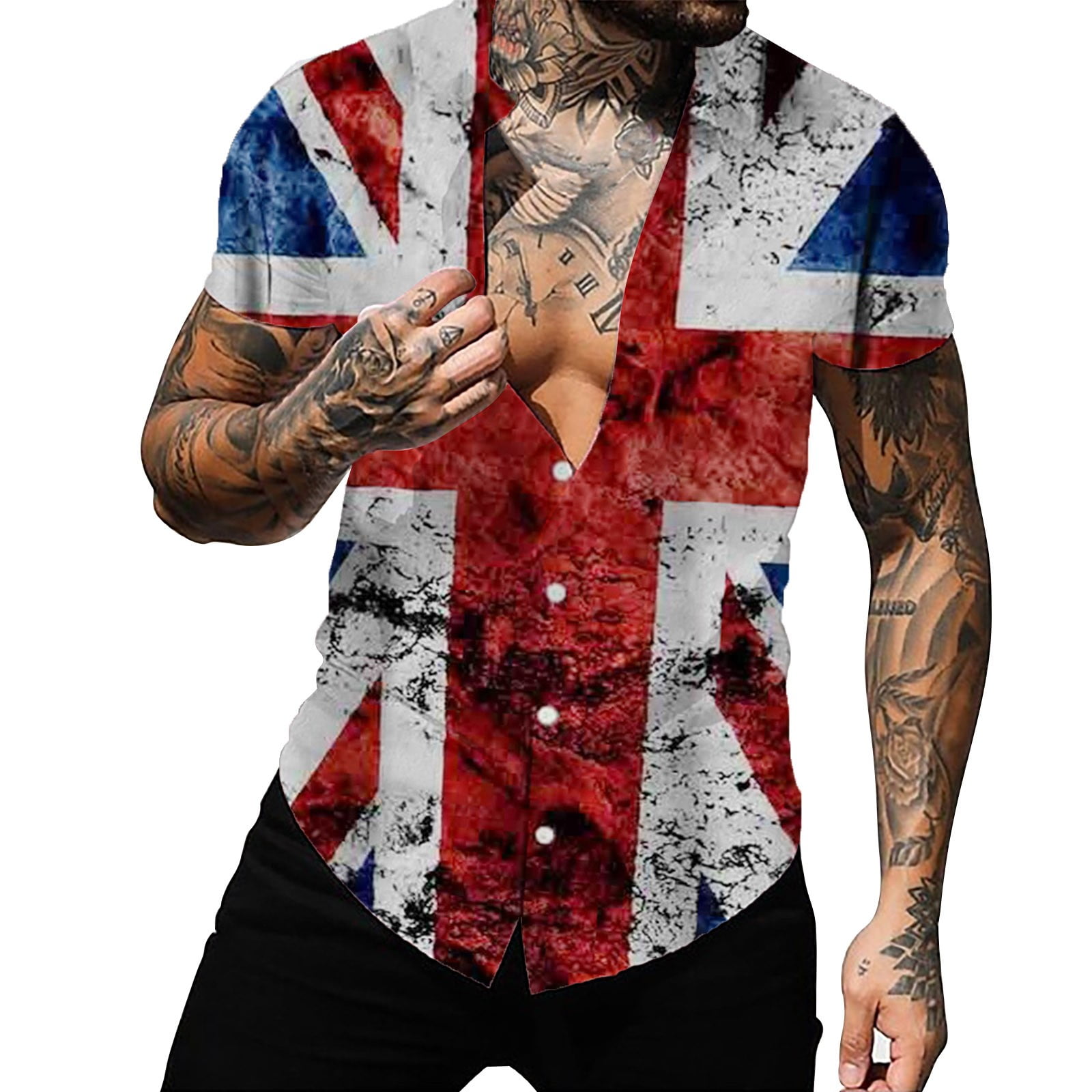 Independence Day Flag 3d Printed Cardigan Casual Short Sleeve Shirt ...