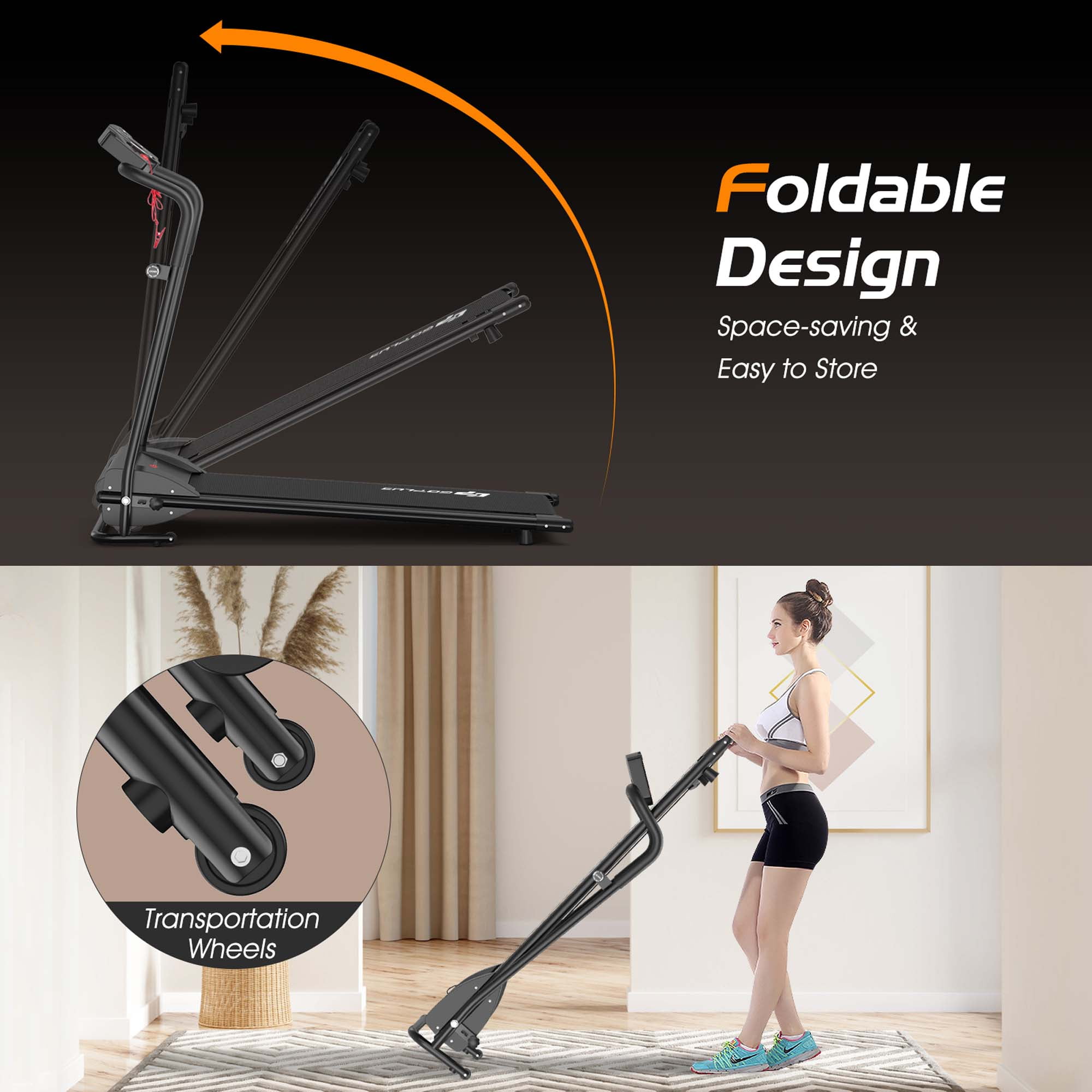 Goplus 1HP Electric Treadmill Folding Motorized Power Running Machine Fitness