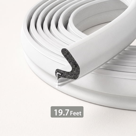19.7 FT Weather Stripping Door Seal,Blocking Light From Doorways,Kerf Weather Stripping for Exterior Door Frame, Soundproof, Insulation, Easy to Install(White)
