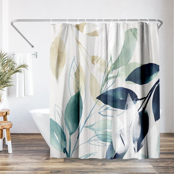 Americanflat 71x74 Green Sleeves Shower Curtain - 100% Polyester Shower Curtain