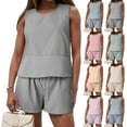 thumbnail image 6 of vigerkar Women's Summer 2 Piece Outfits Sleeveless Tank Top Matching Shorts Sets Cotton Striped Cruise Beach Vacation 2026 (Black, XL), 6 of 9