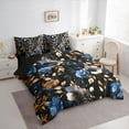 thumbnail image 3 of Manfei Blue Flowers 7pcs Bedding Comforter Set for Teens,Tree Leaves Queen Bedding Sets Super Cozy,Floral Blossoms Queen Sheet Sets,Microfiber Bedroom Decor,Reversible, 3 of 8