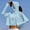 #0018-Blue, variant on Women's UPF50+ Sun Protection Jacket Lightweight Ice Silk UV Outerwear Loose Fit Hoodie with Thumb Holes for Summer Beach Hiking