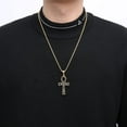 thumbnail image 2 of HZMAN Stainless Steel Large Ankh Cross Pendant Ancient Egyptian Hieroglyphic Symbol 22+2 Inch Chain (Gold-Small), 2 of 7
