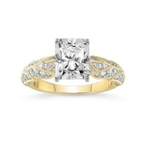 Radiant Shape 3 Carat IGI Certified Lab Grown Diamond Ring | 14K Yellow Gold | Vintage Willow Lab Diamond Engagement Ring | FG-VS1-VS2 Quality Friendly Diamonds