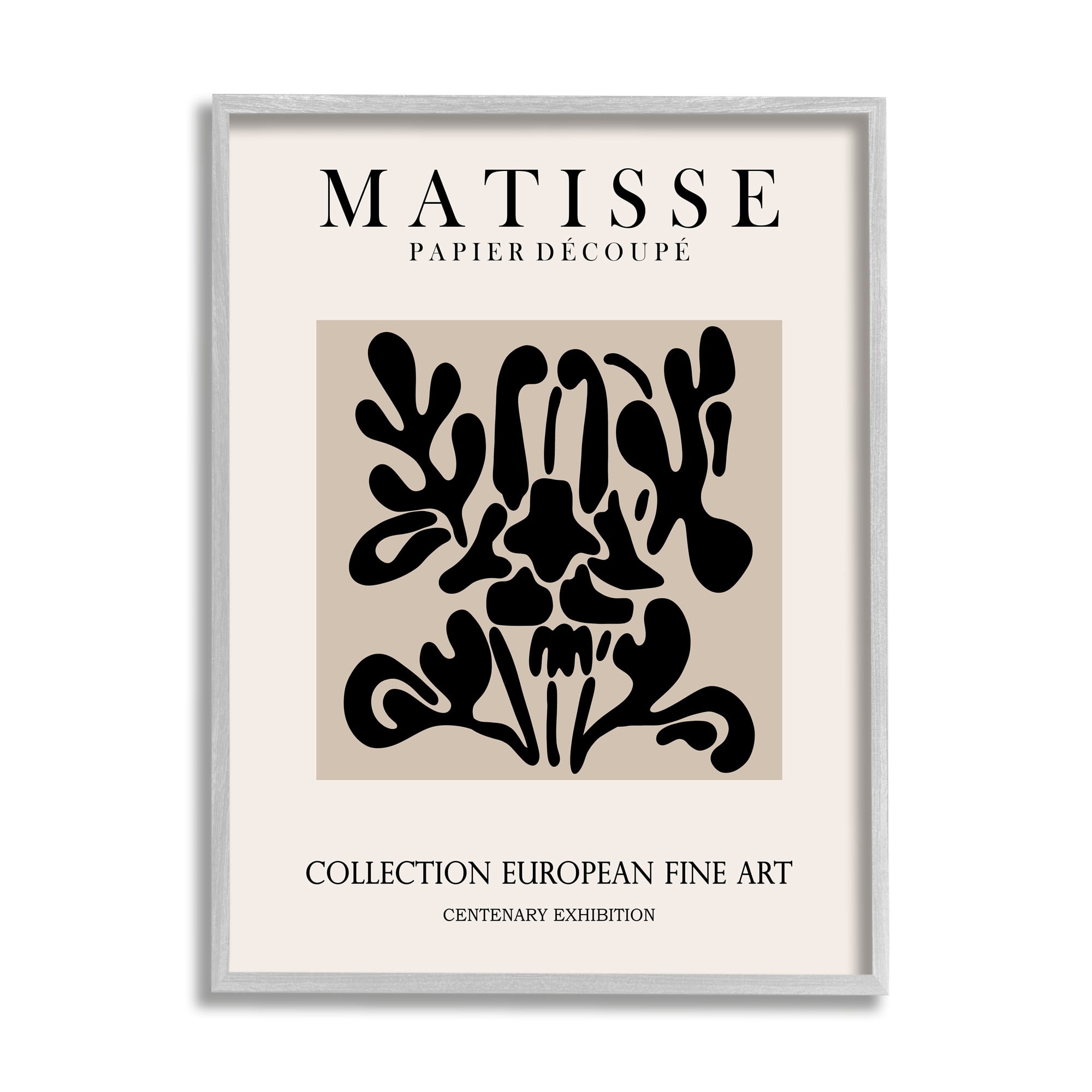 Stupell Industries Abstract Contemporary Black Floral Design Matisse Typography Framed Wall Art, 11 x 14, Design by Ros Ruseva