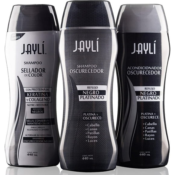 3 Pack Matizador Negro Plata Jayli Shampoo Sellador Acondicionador Oscurecedor