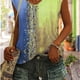 thumbnail image 3 of Camiseta de verano para mujer, holgada, informal, multicolor, con cuello en V, sin mangas, top degradado para mujeres y niñas, azul claro S, 3 of 7